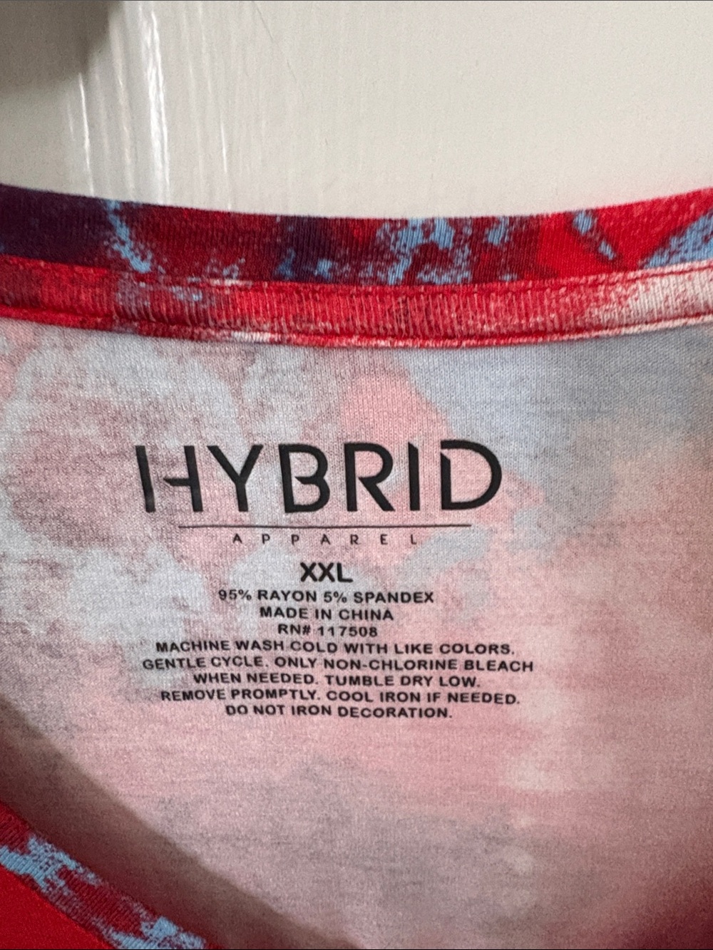Hybrid & company Red and Blue Tie-Dye V-Neck Short Sleeve Top - Picture 2 of 5